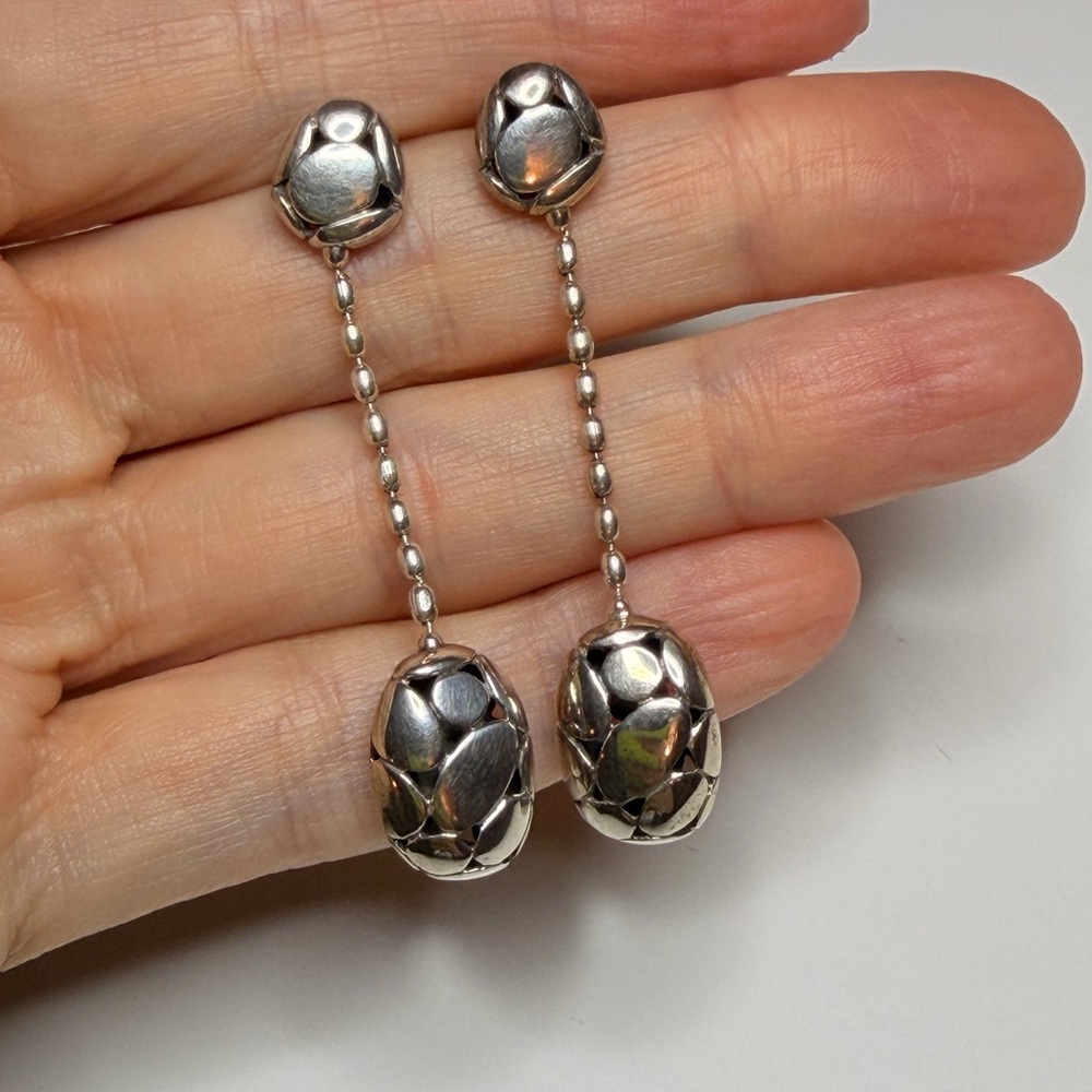 John Hardy Sterling Silver Kali Collection Pebble Drop Earrings